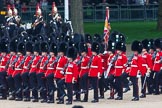 Major General's Review 2013: No. 1 Guard (Escort for the Colour),1st Battalion Welsh Guards, at the beginning of the March Past in Quick Time. Behind them the Mounted Bands of the Household Cavalry..
Horse Guards Parade, Westminster,
London SW1,

United Kingdom,
on 01 June 2013 at 11:39, image #520