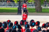 Major General's Review 2013: The Major of the Parade, Major H G C Bettinson, Welsh Guards and Guardsmean bearing maker flag..
Horse Guards Parade, Westminster,
London SW1,

United Kingdom,
on 01 June 2013 at 12:03, image #686