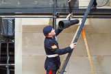 Major General's Review 2013: Am army protographer climbing down from the Wolseley press stand after the event..
Horse Guards Parade, Westminster,
London SW1,

United Kingdom,
on 01 June 2013 at 12:14, image #744