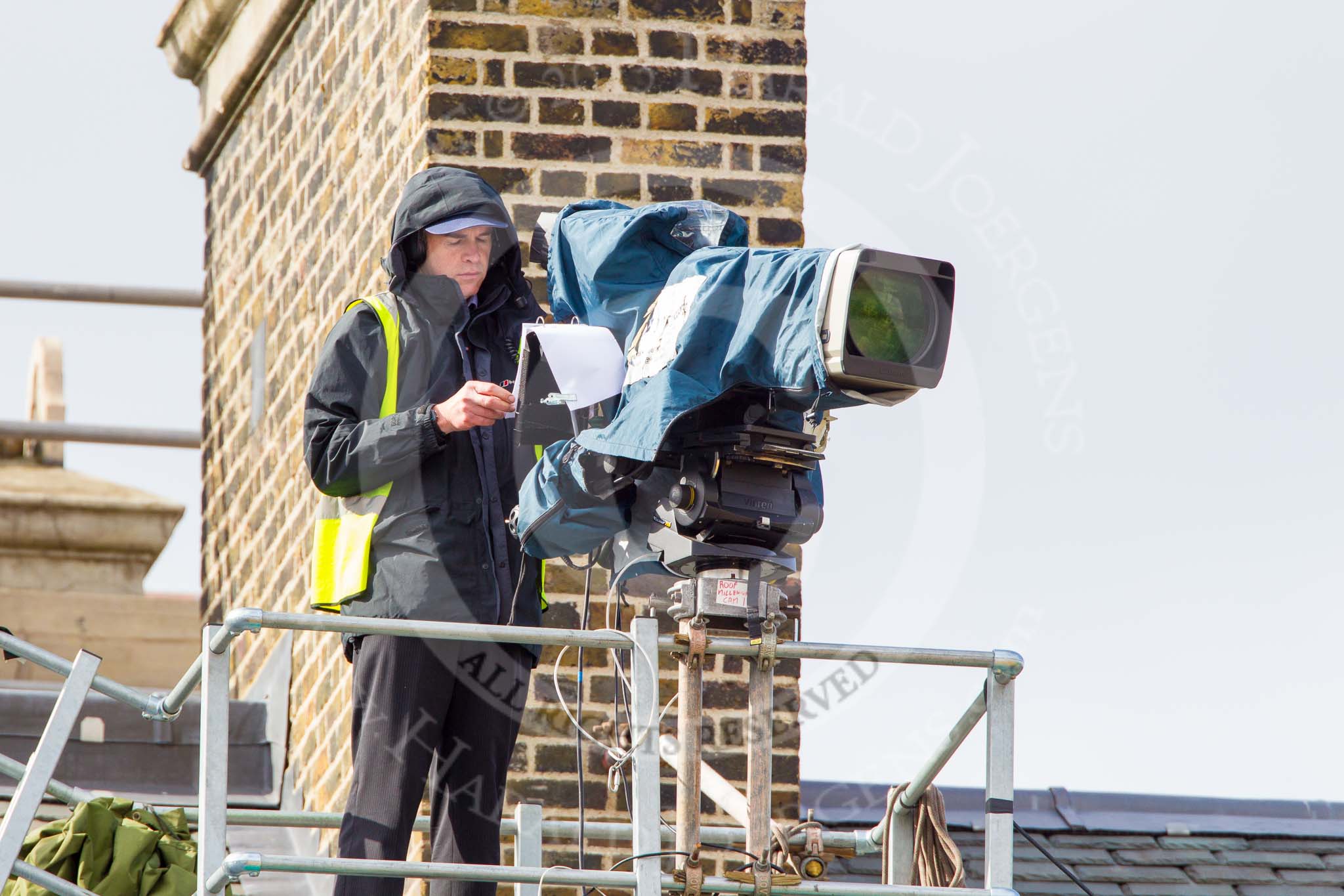 A BBC/SIS camera next to the chimney on the roof of the Cabinet Office.