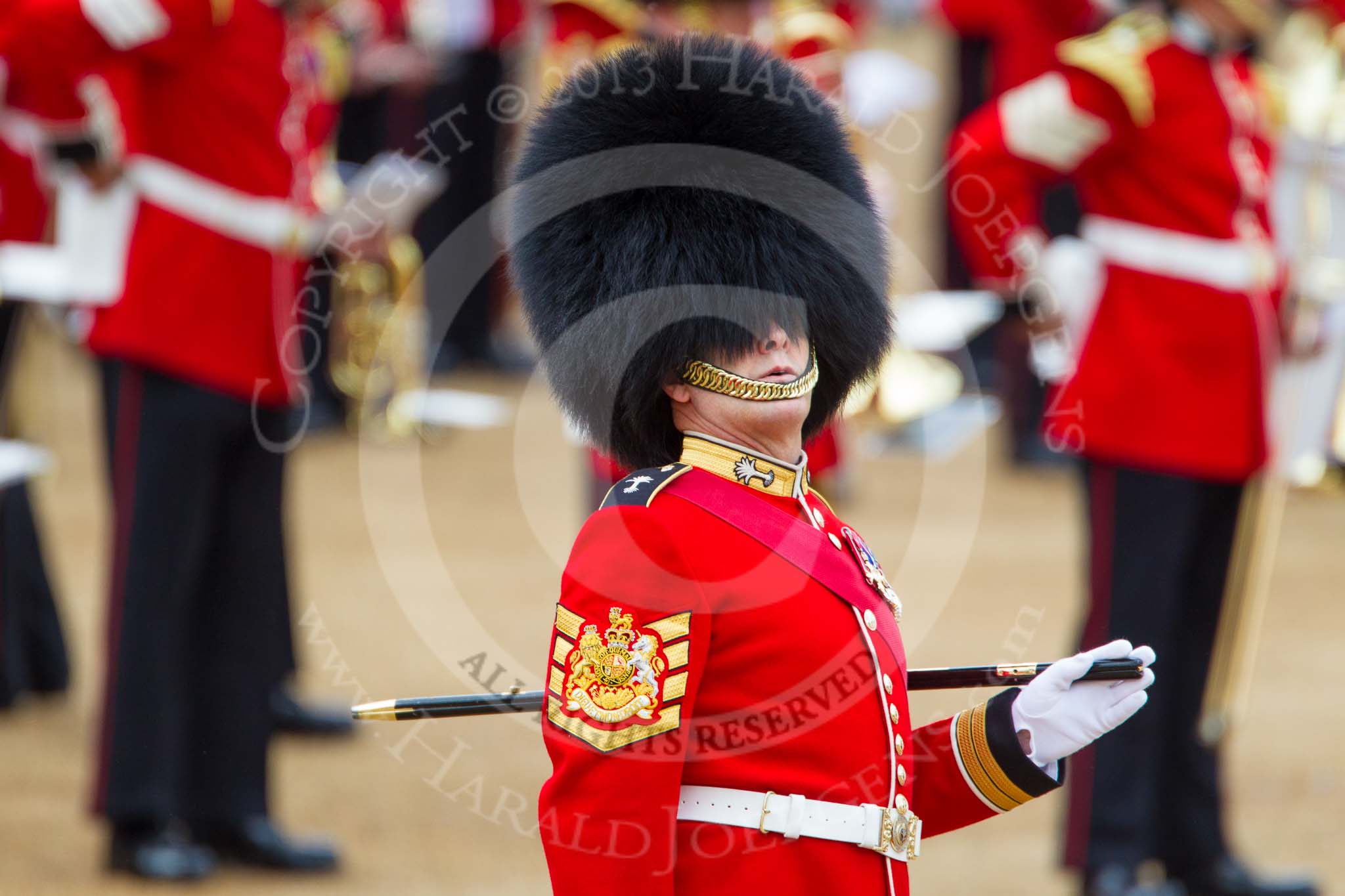 Trooping the Colour 2013: WO1 Garrison Sergeant Major William 'Bill' Mott OBE MVO, Welsh Guards. Image #84, 15 June 2013 10:25 Horse Guards Parade, London, UK