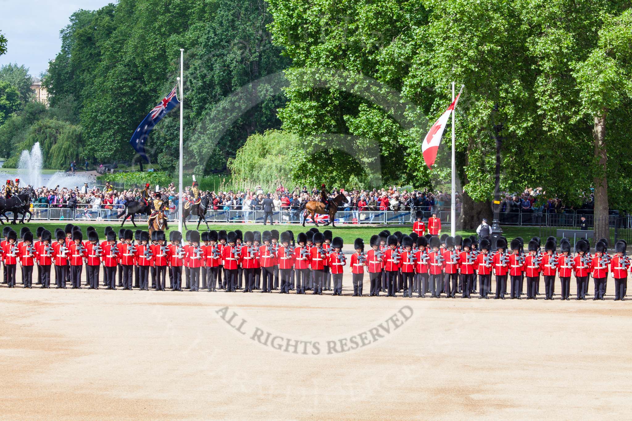 Trooping the Colour 2013: The King's Troop Royal Horse Artillery arrives, and will take position between No. 1 Guard and St. James's Park. Image #148, 15 June 2013 10:39 Horse Guards Parade, London, UK
