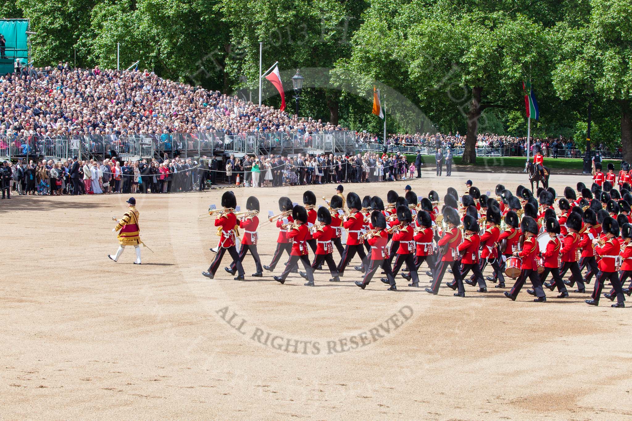 Trooping the Colour 2013: The Massed Band Troop - the final stages of the countermarch. Image #415, 15 June 2013 11:13 Horse Guards Parade, London, UK