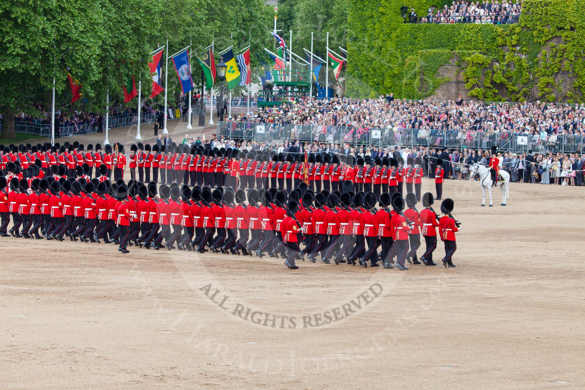 Trooping the Colour 2013: The Escort to the Colour is advancing in slow time. Image #476, 15 June 2013 11:22 Horse Guards Parade, London, UK