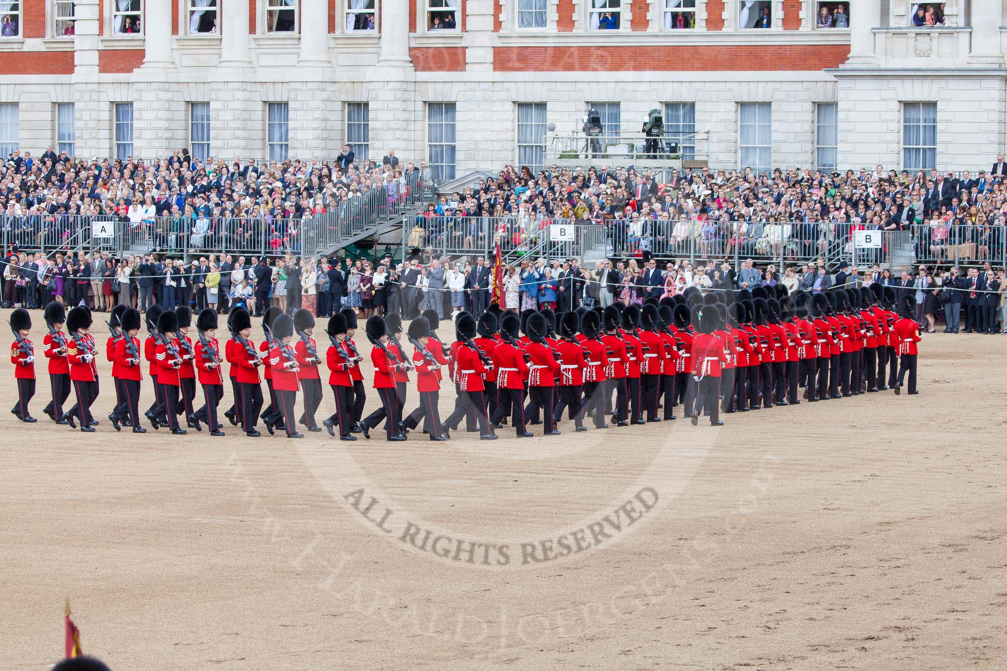 Trooping the Colour 2013: The Escort Tto the Colour performing a 90-degree-turn. Image #479, 15 June 2013 11:23 Horse Guards Parade, London, UK