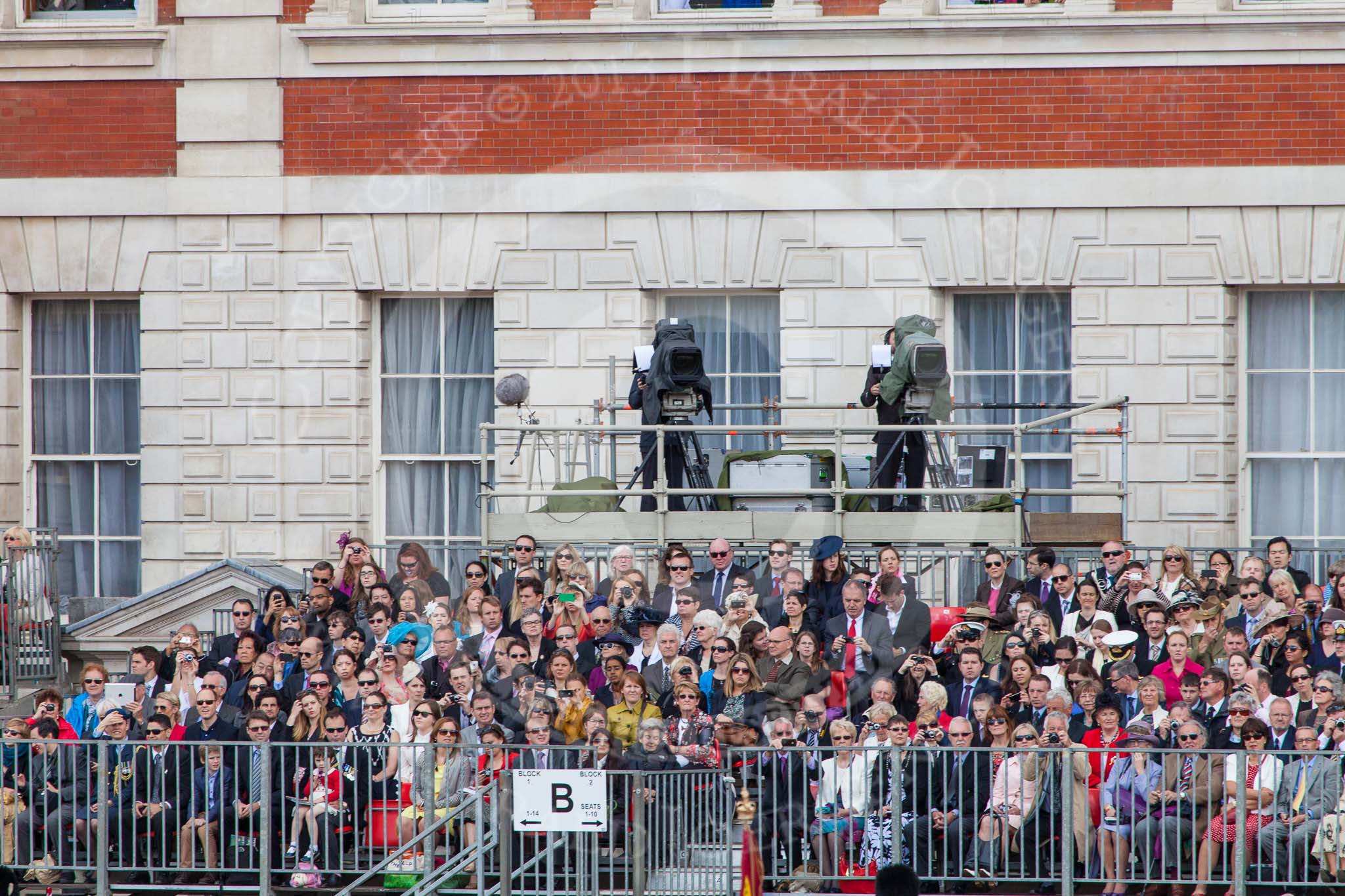 Trooping the Colour 2013: The BBC/SIS cameras in front of the Old Admirality Building. Image #480, 15 June 2013 11:23 Horse Guards Parade, London, UK