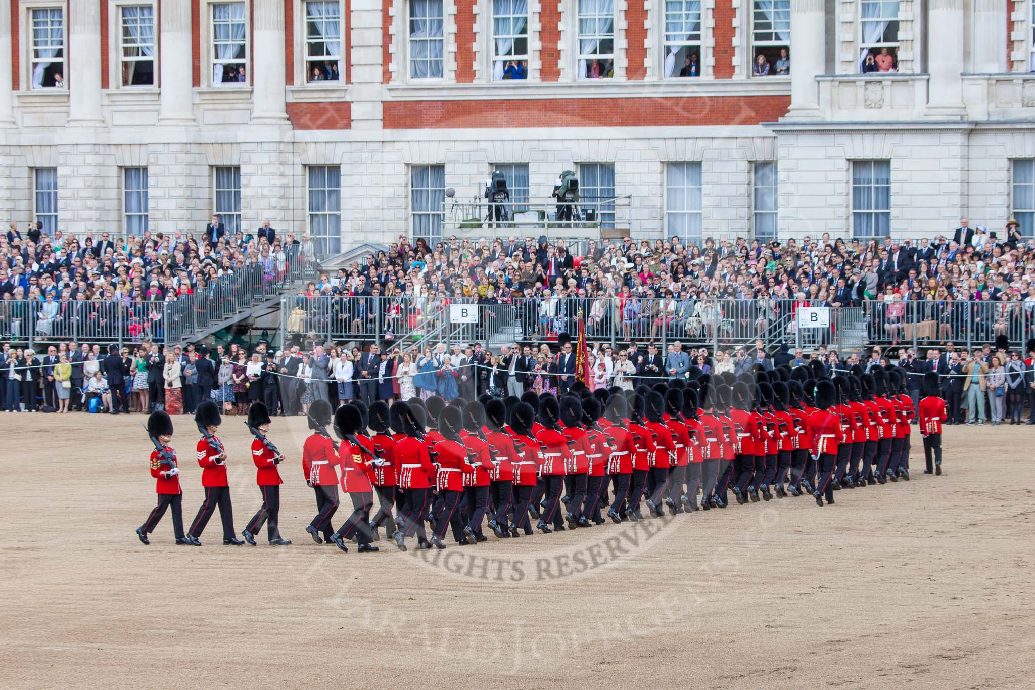Trooping the Colour 2013: The Escort Tto the Colour performing a 90-degree-turn. Image #481, 15 June 2013 11:24 Horse Guards Parade, London, UK