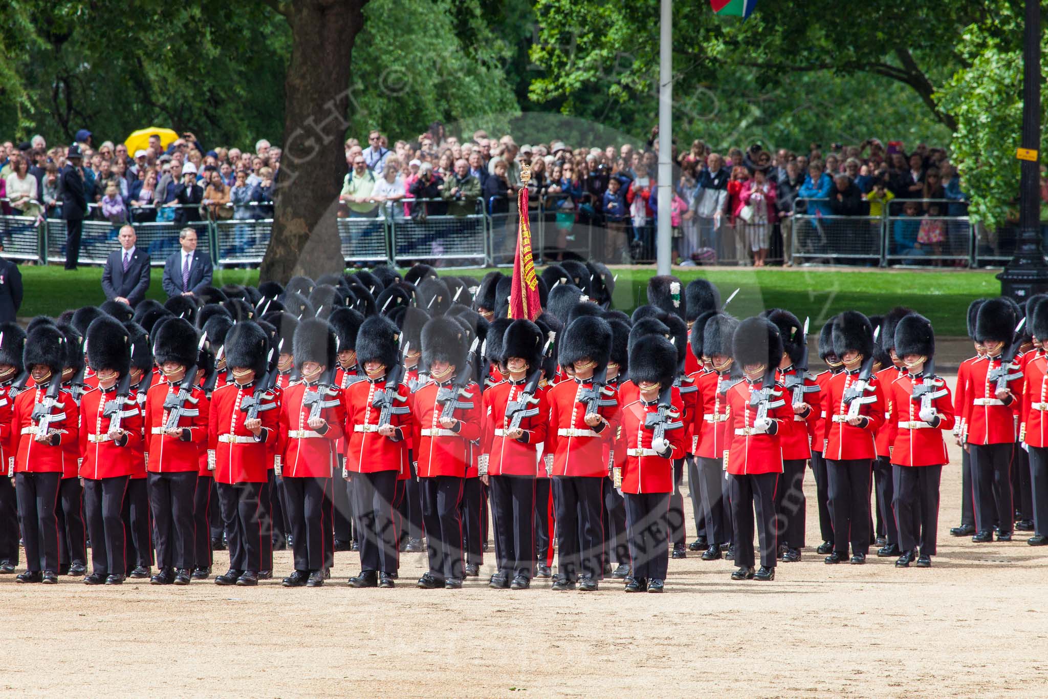 Trooping the Colour 2013: No. 1 Guard (Escort to the Colour),1st Battalion Welsh Guards, at the begin of the March Past. Image #527, 15 June 2013 11:33 Horse Guards Parade, London, UK