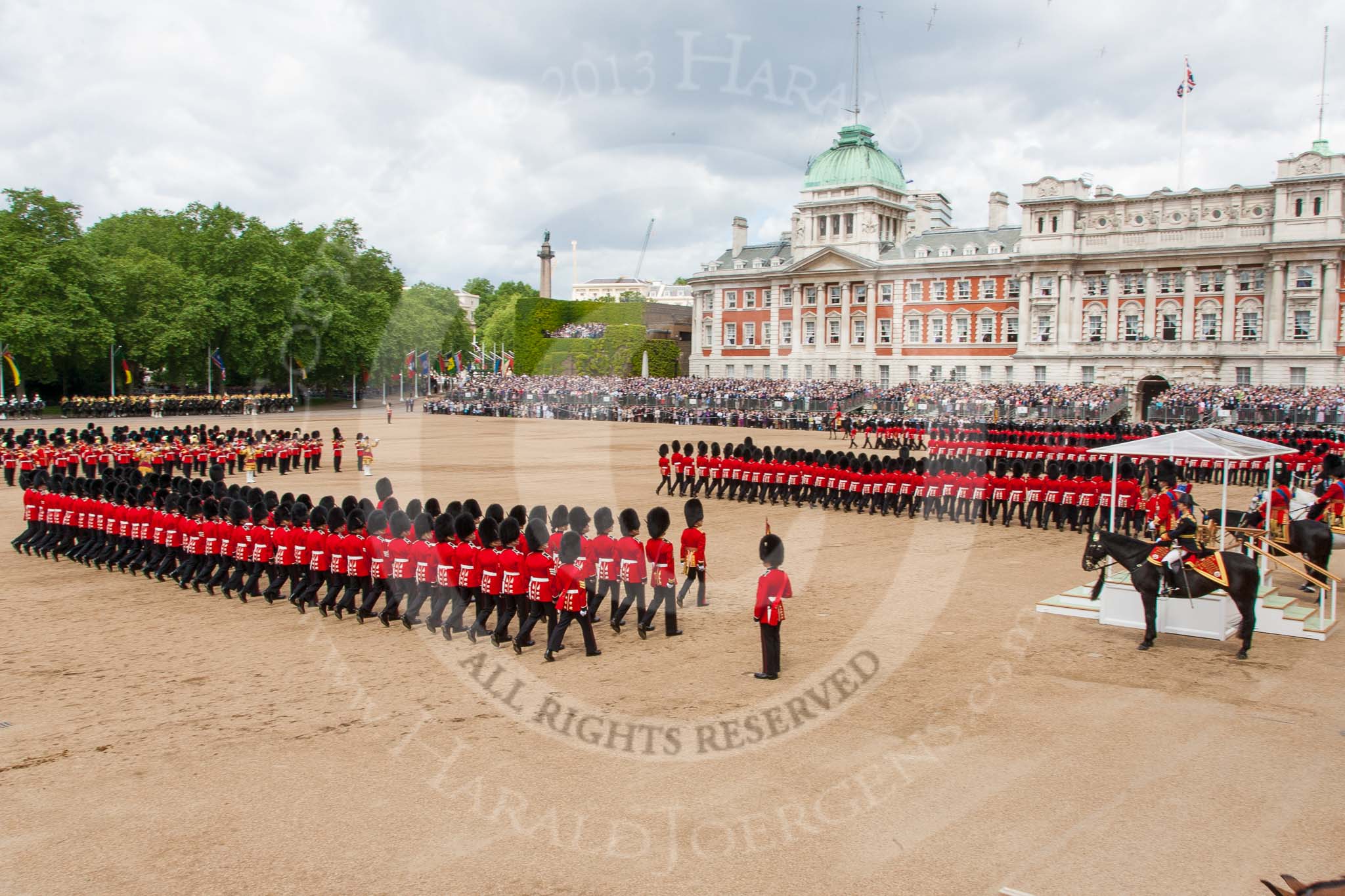 Trooping the Colour 2013: No. 1 to No. 5 Guard during the March Past. Image #554, 15 June 2013 11:38 Horse Guards Parade, London, UK