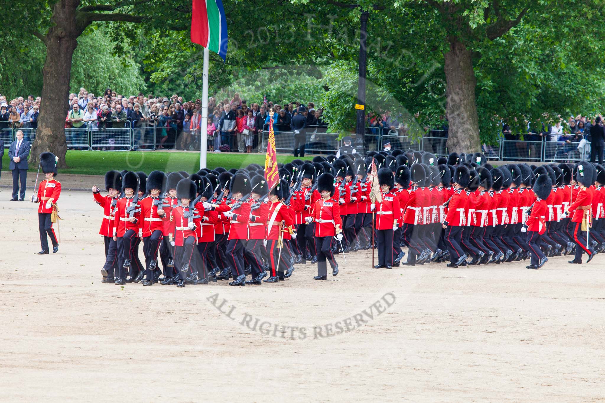 Trooping the Colour 2013: The March Past in Quick Time - the guards perform another ninety-degree-turn. Image #588, 15 June 2013 11:43 Horse Guards Parade, London, UK