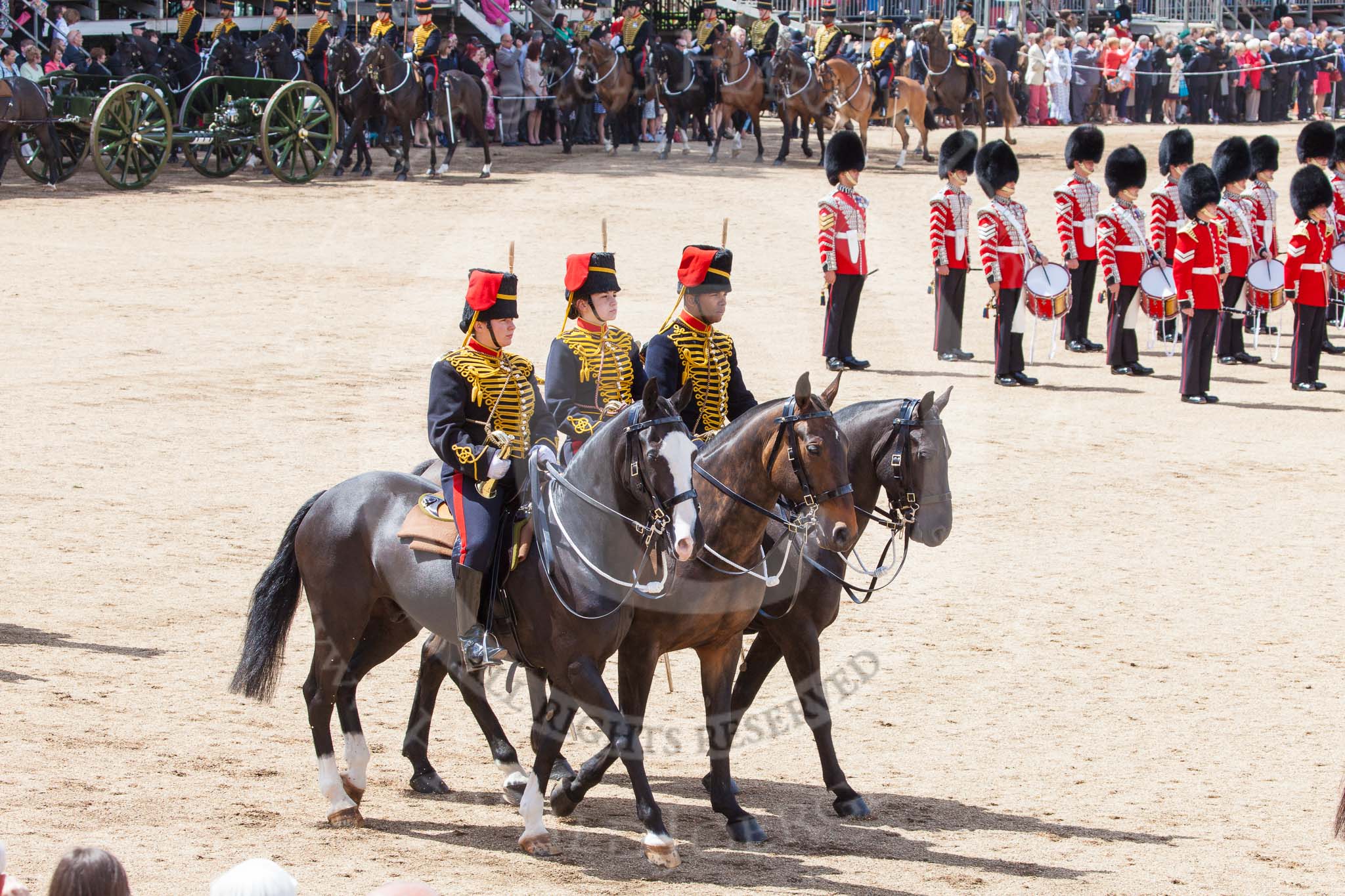 Trooping the Colour 2013: The Ride Past - the King's Troop Royal Horse Artillery. Image #666, 15 June 2013 11:54 Horse Guards Parade, London, UK