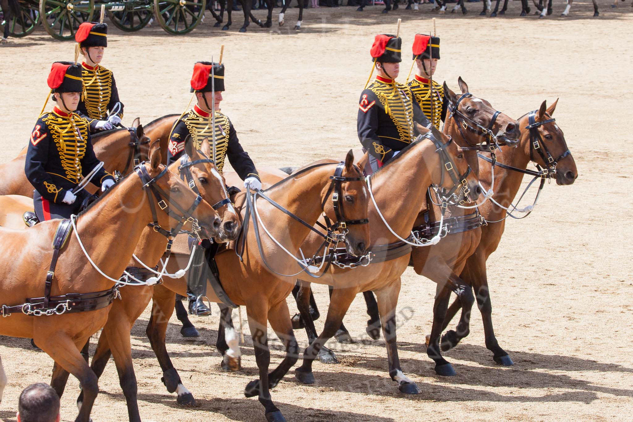Trooping the Colour 2013: The Ride Past - the King's Troop Royal Horse Artillery. Image #668, 15 June 2013 11:54 Horse Guards Parade, London, UK