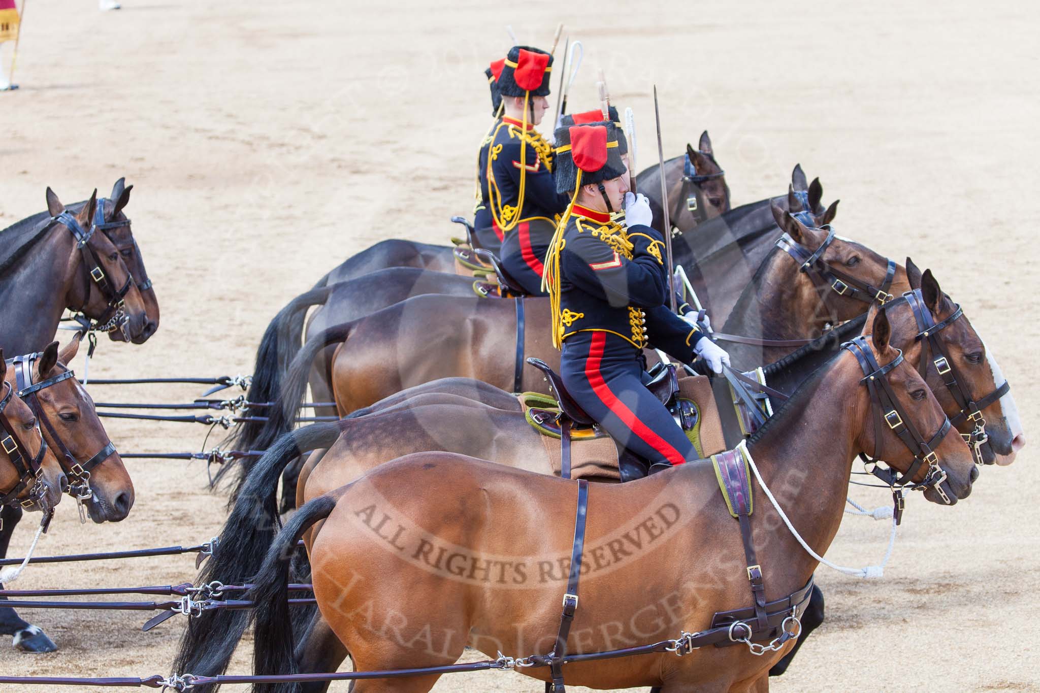 Trooping the Colour 2013: The Ride Past - the King's Troop Royal Horse Artillery. Image #681, 15 June 2013 11:54 Horse Guards Parade, London, UK