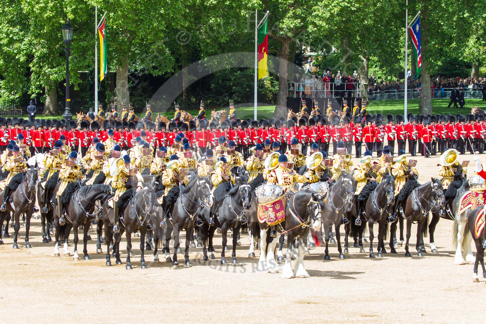 Trooping the Colour 2013: The Mounted Bands of the Household Cavalry during the Ride Past. Image #706, 15 June 2013 11:56 Horse Guards Parade, London, UK