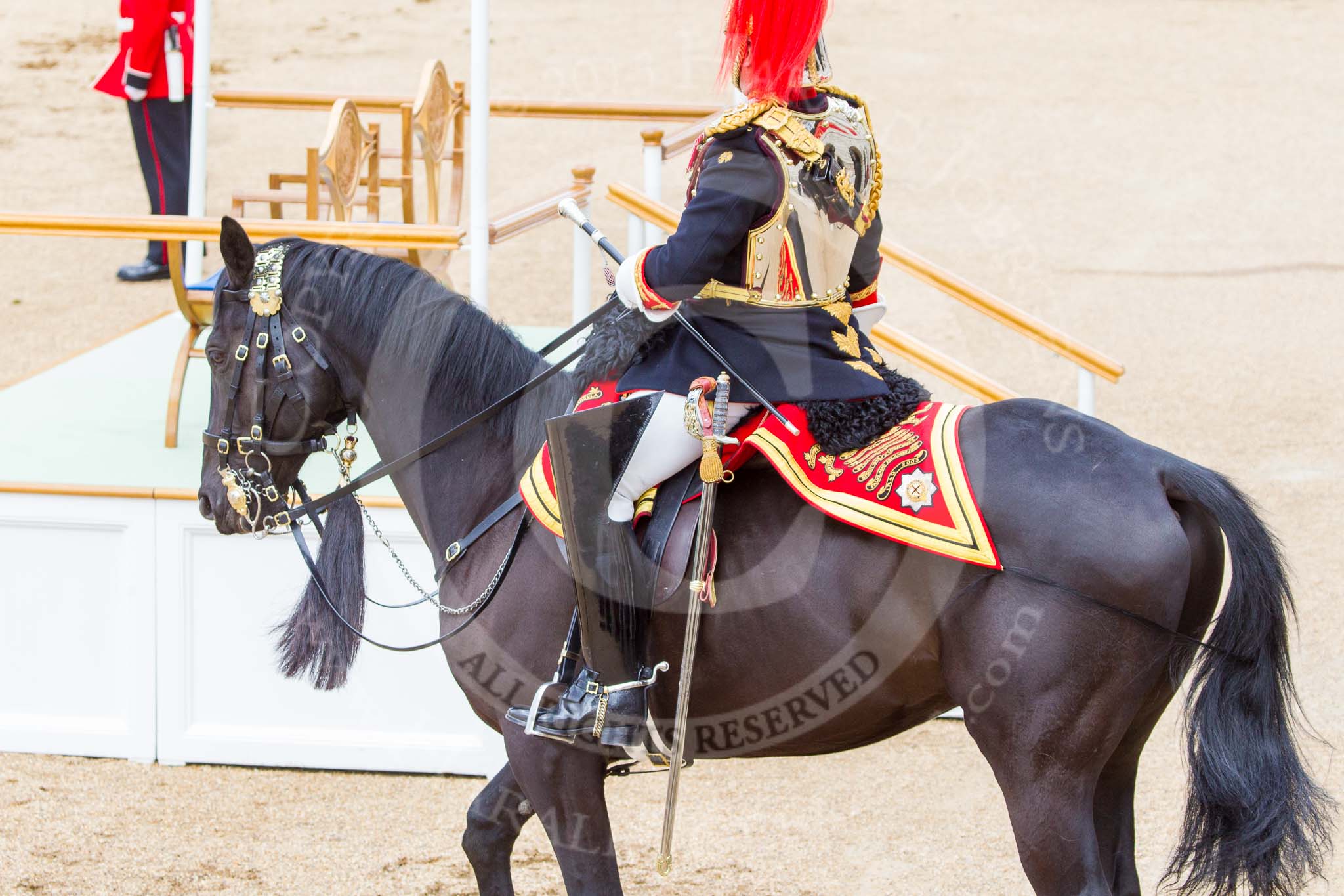Trooping the Colour 2013: The Silver-Stick-in-Waiting, Colonel Stuart Cowen, The Blues and Royals, during the March Off. Image #839, 15 June 2013 12:12 Horse Guards Parade, London, UK