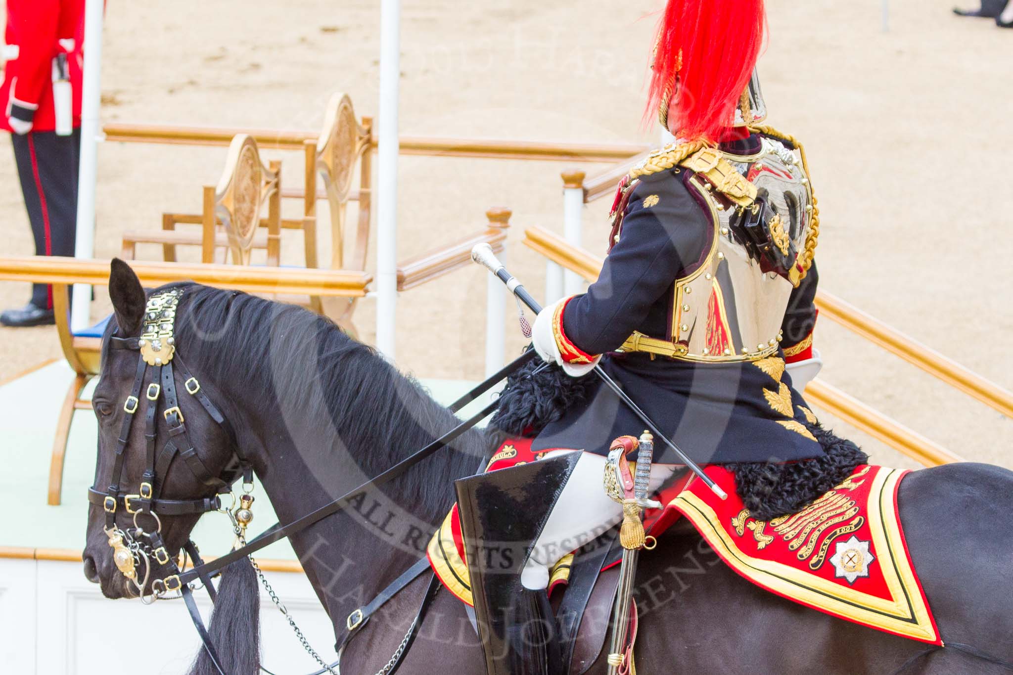 Trooping the Colour 2013: The Silver-Stick-in-Waiting, Colonel Stuart Cowen, The Blues and Royals, during the March Off. Image #840, 15 June 2013 12:12 Horse Guards Parade, London, UK
