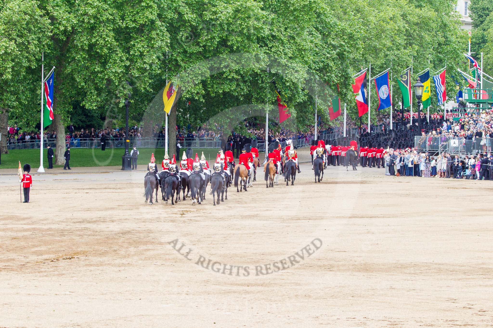 Trooping the Colour 2013: The March Off - the "second half" of the Royal Procession following the guards divisions. Image #869, 15 June 2013 12:14 Horse Guards Parade, London, UK