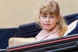 Trooping the Colour 2013: Lady Louise Windsor, the daughter of HRH The Countess of Wessex and HRH The Earl of Wessex in the third barouche carriage on the way across Horse Guards Parade to watch the parade from the Major General's office..
Horse Guards Parade, Westminster,
London SW1,

United Kingdom,
on 15 June 2013 at 10:51, image #217