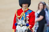 Trooping the Colour 2013: Close-up of HRH The Duke of Cambridge, Colonel Irish Guards, on horseback during the Inspection of the line..
Horse Guards Parade, Westminster,
London SW1,

United Kingdom,
on 15 June 2013 at 11:02, image #301