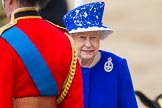 Trooping the Colour 2013: HM The Queen, standing on the dais, with HRH The Duke of Kent next to her, facing the other direction..
Horse Guards Parade, Westminster,
London SW1,

United Kingdom,
on 15 June 2013 at 11:08, image #387