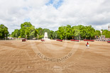Trooping the Colour 2013: The Adjutant of the Parade, Captain C J P Davies, Welsh Guards, at the centre of Horse Guards Parade, with all six guards in place. Image #128, 15 June 2013 10:35 Horse Guards Parade, London, UK