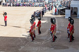 Trooping the Colour 2013: The eighteen officers, three for each Guard, that had been marching towards Horse Guards Arch before are now about to take post in front of their respective Guards. Image #135, 15 June 2013 10:37 Horse Guards Parade, London, UK