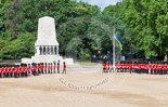 Trooping the Colour 2013: No. 3 Guard, 1st Battalion Welsh Guards, is opening a gap in the line for members of the Royal Family to arrive. Image #172, 15 June 2013 10:44 Horse Guards Parade, London, UK