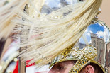 Trooping the Colour 2013: Detail shot of the helmet of one of the Life Guard Troopers following the Brigade Major. Image #248, 15 June 2013 10:57 Horse Guards Parade, London, UK