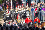 Trooping the Colour 2013: From left to right -  Silver-Stick-in-Waiting, Colonel S H Cowen, The Blues and Royals, 
Chief of Staff, Colonel R H W St G Bodington, Welsh Guards, and Aide-de-Camp, Captain J J Hathaway-White, Grenadier Guards. Image #270, 15 June 2013 10:58 Horse Guards Parade, London, UK