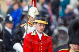 Trooping the Colour 2013: One of the two Grooms, The Royal Household,  followed by the Troopers of the Blues and Royals. Image #330, 15 June 2013 11:03 Horse Guards Parade, London, UK