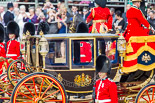 Trooping the Colour 2013: HM The Queen in the Glass Coach during the Inspection of the Line. Image #335, 15 June 2013 11:04 Horse Guards Parade, London, UK