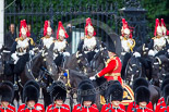Trooping the Colour 2013: The Brigade Major Household Division Lieutenant Colonel Simon Soskin, Grenadier Guards, during the Inspection of the Line. Image #343, 15 June 2013 11:05 Horse Guards Parade, London, UK