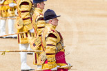 Trooping the Colour 2013: The Drum Majors during the Massed Troop - Stephen Staite, D P Thomas, Senior Drum Major M J Betts, Neill Lawman, and Tony Taylor. Image #394, 15 June 2013 11:10 Horse Guards Parade, London, UK