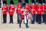 Trooping the Colour 2013: The "Lone Drummer", Lance Corporal Christopher Rees,  marches forward to re-join the band. Image #430, 15 June 2013 11:16 Horse Guards Parade, London, UK