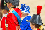 Trooping the Colour 2013: HRH The Duke of Kent and HM The Queen standing on the dais during handover of the Colour and the National Anthem. Image #469, 15 June 2013 11:21 Horse Guards Parade, London, UK
