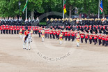 Trooping the Colour 2013: The Field Officer and the five Drum Majors after the Escort for the Colour has become the Escort to the Colour and the Massed Bands are performing the legendary spin wheel. Image #478, 15 June 2013 11:23 Horse Guards Parade, London, UK