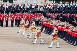 Trooping the Colour 2013: The five Drum Majors leading the Massed Bands as they are playing the Grenadiers Slow March. Image #489, 15 June 2013 11:25 Horse Guards Parade, London, UK