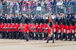 Trooping the Colour 2013: The Escort Tto the Colour, with the Ensign, Second Lieutenant Joel Dinwiddle, in front, troops the Colour past No. 6 Guard, No. 7 Company Coldstream Guards. Image #490, 15 June 2013 11:25 Horse Guards Parade, London, UK