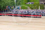Trooping the Colour 2013: The Escort Tto the Colour troops the Colour past No. 6 Guard, No. 7 Company Coldstream Guards. Image #491, 15 June 2013 11:25 Horse Guards Parade, London, UK