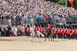 Trooping the Colour 2013: The Field Officer in Brigade Waiting, Lieutenant Colonel Dino Bossi, Welsh Guards, and the Major of the Parade, Major H G C Bettinson, Welsh Guards, leading the March Past. Image #528, 15 June 2013 11:33 Horse Guards Parade, London, UK