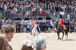 Trooping the Colour 2013: The Field Officer in Brigade Waiting, Lieutenant Colonel Dino Bossi, Welsh Guards, and the Major of the Parade, Major H G C Bettinson, Welsh Guards, leading the March Past. Image #533, 15 June 2013 11:34 Horse Guards Parade, London, UK