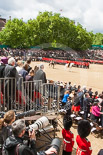 Trooping the Colour 2013: Wide angle view from the press stand, including spectators andphotographers,  during the March Past. Image #534, 15 June 2013 11:34 Horse Guards Parade, London, UK
