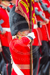 Trooping the Colour 2013: Close-up of the Ensign, Second Lieutenant Joel Dinwiddle, carrying the Colour during the March Past. Image #538, 15 June 2013 11:36 Horse Guards Parade, London, UK