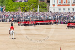 Trooping the Colour 2013: The Field Officer in Brigade Waiting, Lieutenant Colonel Dino Bossi, Welsh Guards, returning to the head of the guards during the March Past. Image #568, 15 June 2013 11:40 Horse Guards Parade, London, UK