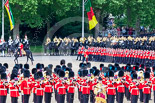 Trooping the Colour 2013: No. 1 Guard (Escort for the Colour),1st Battalion Welsh Guards, led by the Major of the Parade, at the beginning of the March Past in Quick Time. Image #575, 15 June 2013 11:42 Horse Guards Parade, London, UK