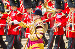 Trooping the Colour 2013: Senior Drum Major M J Betts, Grenadier Guards, marching with the Massed Bands to give way for the Mounted Bands of the Household Cavalry. Image #633, 15 June 2013 11:51 Horse Guards Parade, London, UK