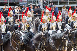 Trooping the Colour 2013: The Third and Forth Divisions of the Sovereign's Escort, The Blues and Royals, during the Ride Past. Image #702, 15 June 2013 11:56 Horse Guards Parade, London, UK