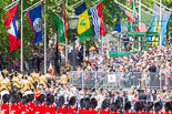 Trooping the Colour 2013: The King's Troop Royal Horse Artillery are marching off, some horses can be seen on The Mall. Image #766, 15 June 2013 12:04 Horse Guards Parade, London, UK