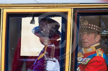 Trooping the Colour 2013: HM The Queen and HRH The Duke of Kent in the glass coach after the parade. Image #811, 15 June 2013 12:10 Horse Guards Parade, London, UK
