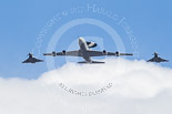 Trooping the Colour 2013: The RAF Flypast - the E-3D Sentry, with the big radar dome, and two Typhoon jets. Image #900, 15 June 2013 13:01 Horse Guards Parade, London, UK